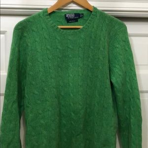 Green Ralph Lauren cashmere cable knit sweater